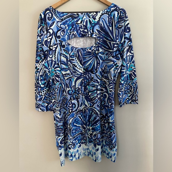NWT Lilly Pulitzer Holee Cotton 3/4 Sleeve Iris Blue and White Print XL - Picture 6 of 9